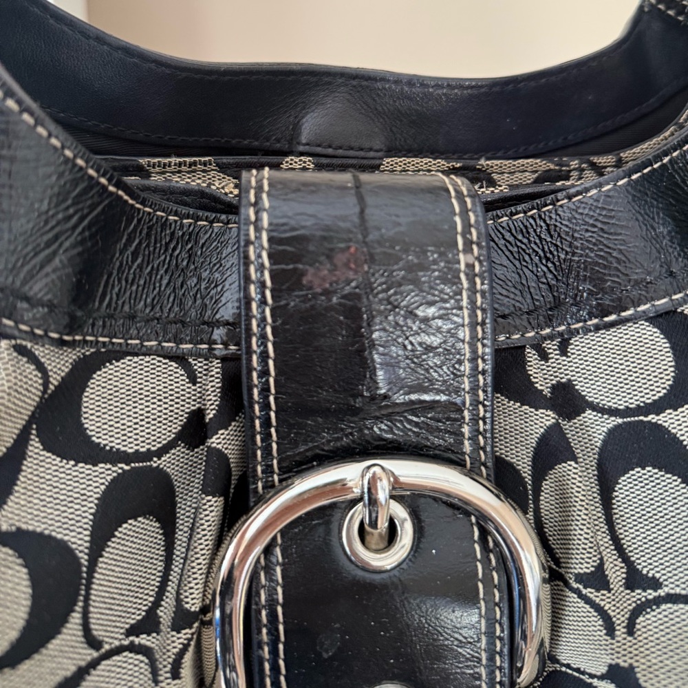 Coach Black and grey Signature Shoulder Hobo - Picture 9 of 9